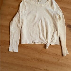 Madewell Cream Long Sleeve Knotted Tee